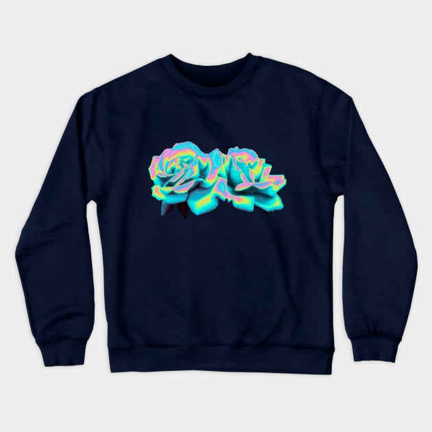 Aqua Rose Crewneck Sweatshirt by dinaaaaaah